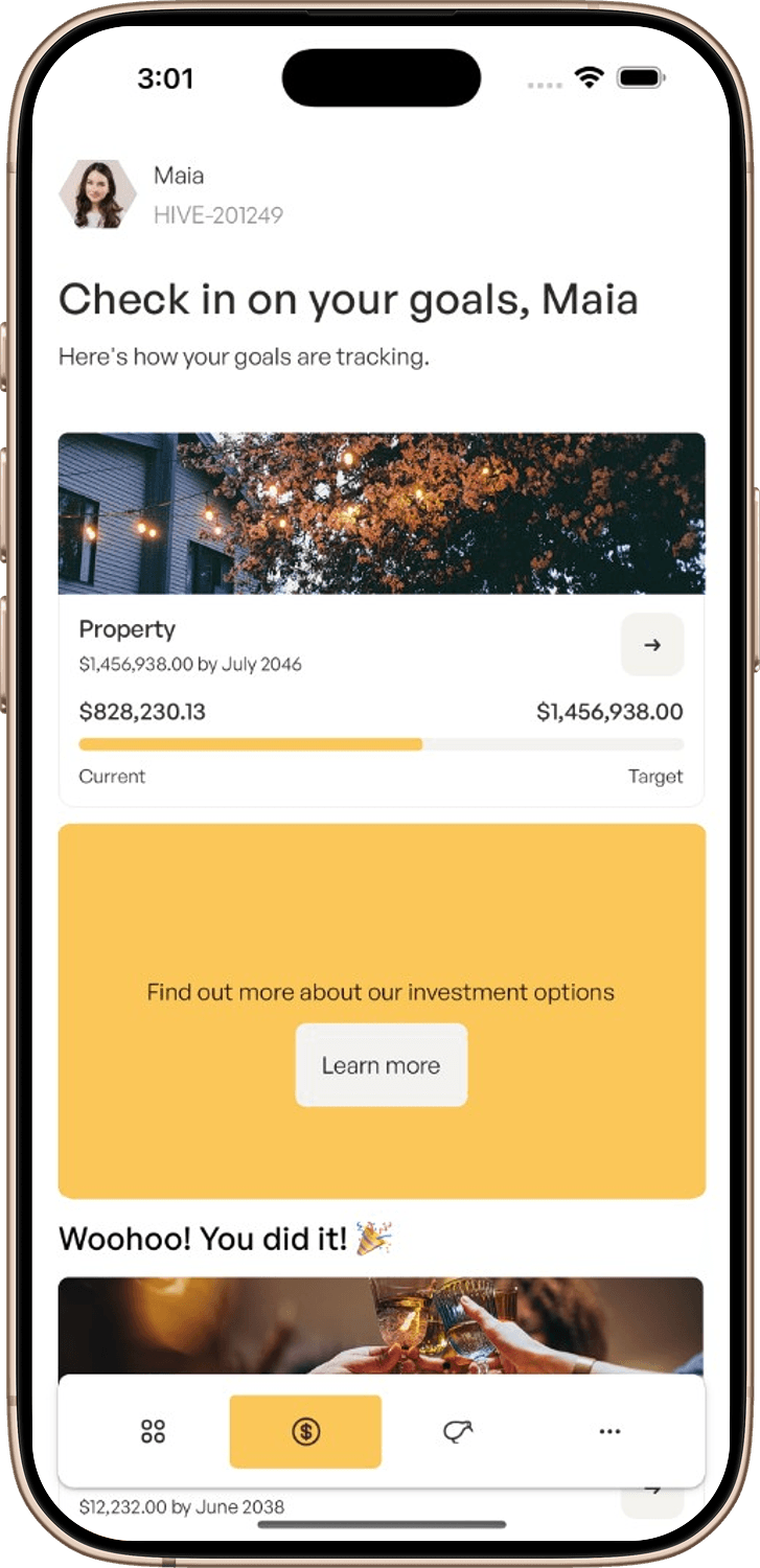 The Hive app — Goals